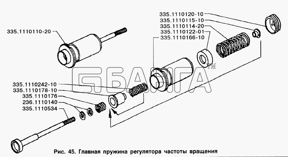 ЗИЛ ЗИЛ-133Г40 Схема Главная пружина регулятора частоты banga.ua